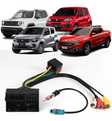 Kit Chicotes Ligação Radio Jeep Fiat Mobi Renegade Toro Uno