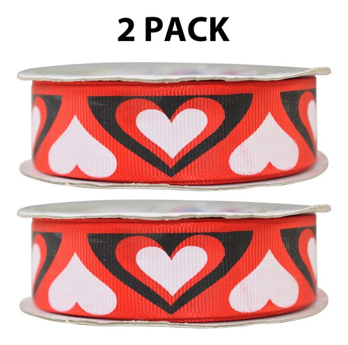 Imagen 1 de 3 de Listón Estampado De Corazones, 2 Piezas,san Valentín,bdc5