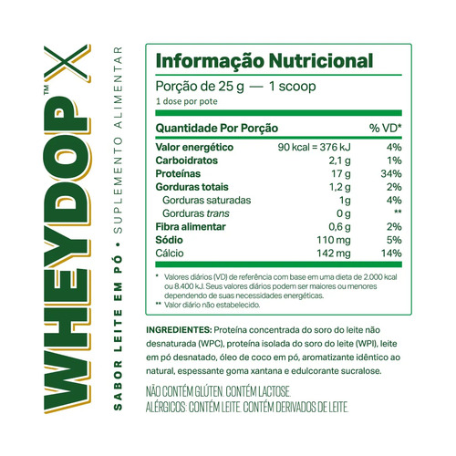 Wheydop X Whey Protein Elemento Puro Leite Em Pó 900g