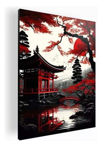 Cuadro Decorativo Mural Jardin Japones Cerezo 60x84 Cm Color N/a