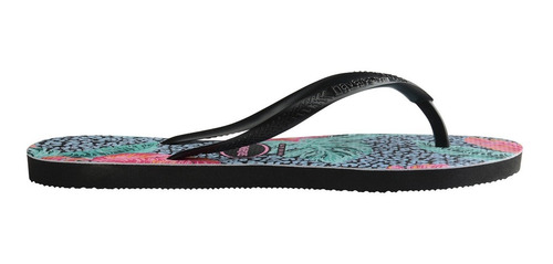 Imagen 4 de 8 de Ojotas Havaianas Slim Animal Floral Preto Negro Mujer