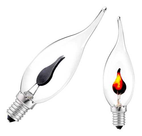 Imagem 2 de 9 de Kit/2 Lâmpada Vela Chama Decorativa 3w 110v E14 Neon Flicker