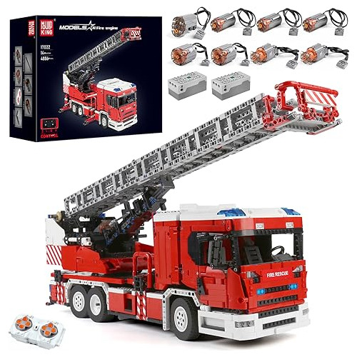 Mould King 17022 Fire Fighting Truck Building Set, Large Fir