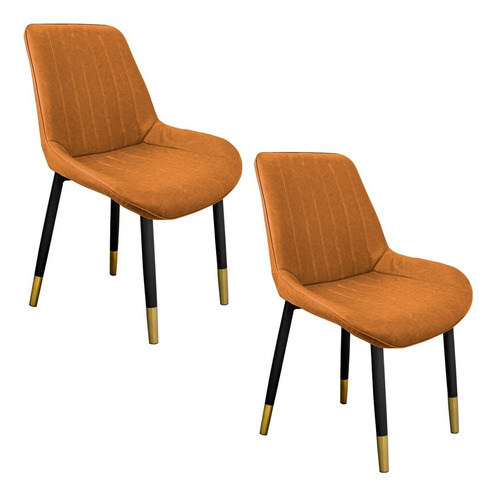 Silla Comedor Tapizada Vintage Elegante Restaurante Kit 2pzs Asiento Amarillo