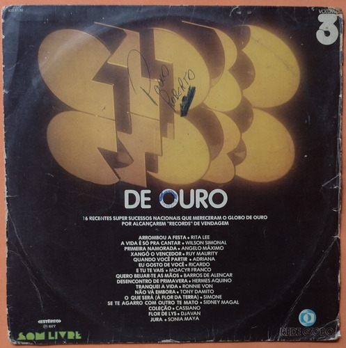 Lp Globo De Ouro Vol 3 77 Rita Lee Ruy Maurity Djavan Vinil