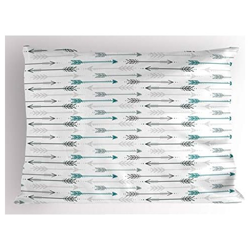 Funda De Almohada Teal, Patrón De Flechas Retro Línea...