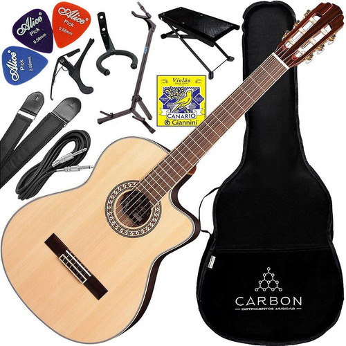 Kit Violão Eletroacústico Eagle Emn880c Nylon Clássico