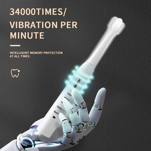 Escova Dental Elétrica Sem Fio Dente 4 Refis 5 Modos Jianpai