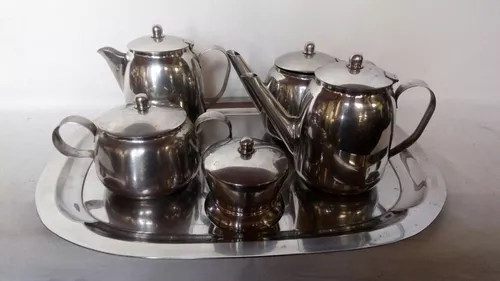 Antigo jogo para chá e café em faiança WMF com metal contendo 4