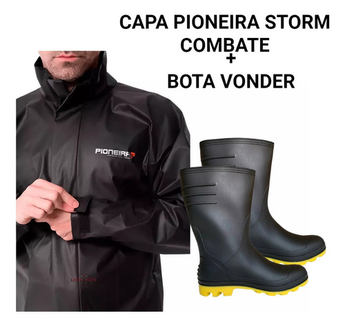 Capa De Chuva Motoqueiro Pioneira Storm + Bota Vonder Kit