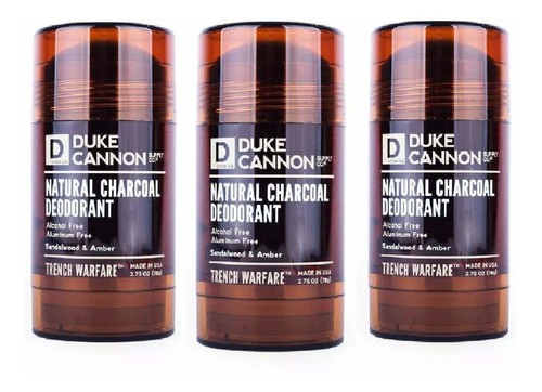 Duke Cannon Supply Co. Mens Natural Charcoal Deodorant, 2.75