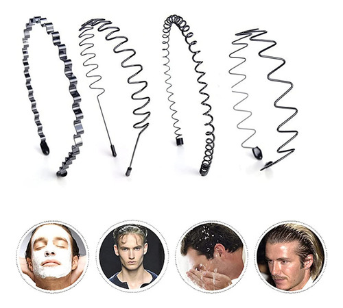 Yuakuod De Metal, 8 Pcs Ondulada Deportes Cabello Aro, Unise