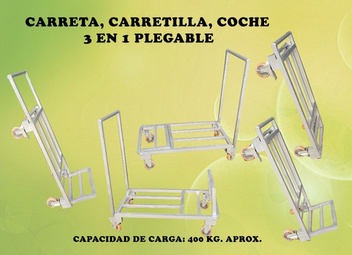 Carreta, Carretilla, Coche 3 En 1 Plegable