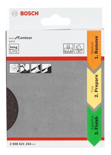 Imagen 3 de 5 de Set De Esponjas Abrasivas Bosch Superfino, Fino Y Medio