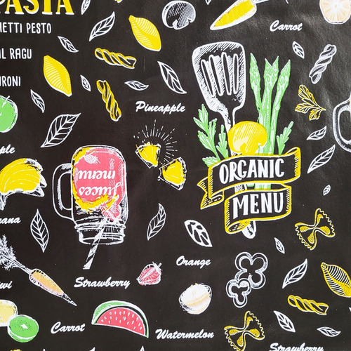 Toalha Mesa Térmica Impermeável Pvc Veggie Redonda 1,38
