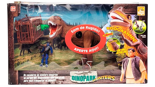 Set Dinosaurio Tiranosaurio Sonido 2 Dinos Y Muñeco Cazador 