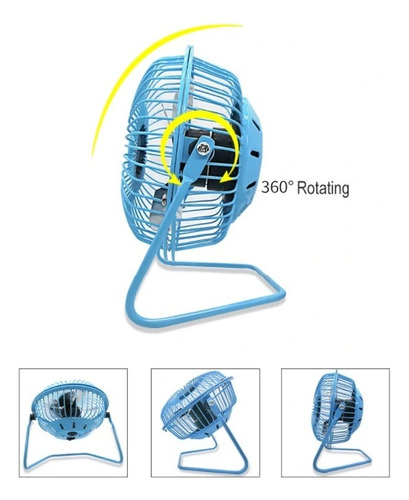 Mini Ventilador De Escritorio Usb Portatil 4 Aspas Metalico