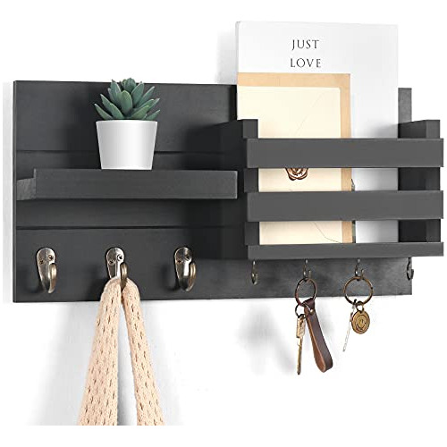 Mail Organizer For Wall Mount  Key Holder With Shelf...