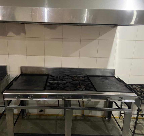 Cocina Industrial En Acero Inoxidable 2 Planchas 4 Hornillas