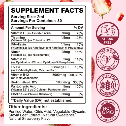 Cfilihtc Complejo De Vitamina B Gotas Líquidas - Fresa