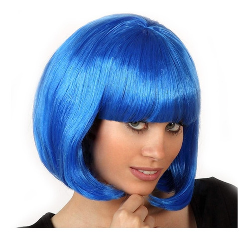 ! Peluca Corta Fantasía Color Halloween Cabello Sintético !