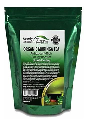 Zokiva Nutrición - Moringa Té 30 Bolsas De Té Orgánico - Caf
