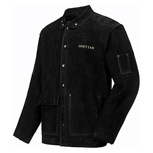 Chaqueta De Soldadura De Cuero Negro; Chaqueta De Segur...