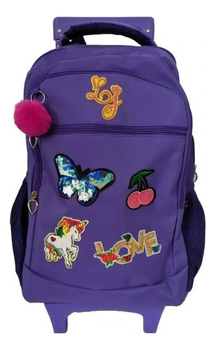 Mochila Rodinha Juvenil Lili July Roxa Capricho Ljc7u61