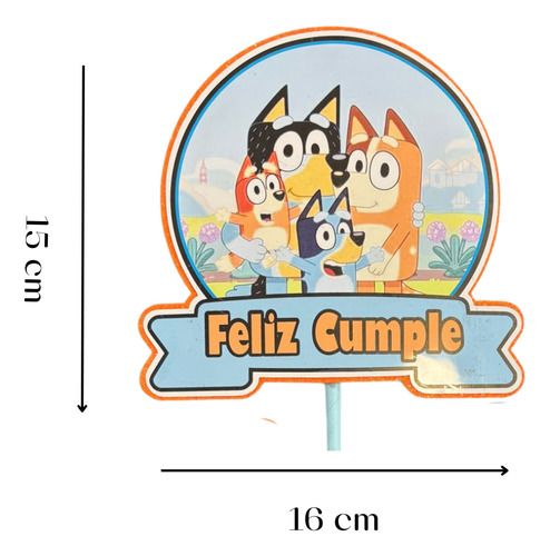 Topper Deco Torta Bluey Cotillon Toppers Para Cake Decoracio