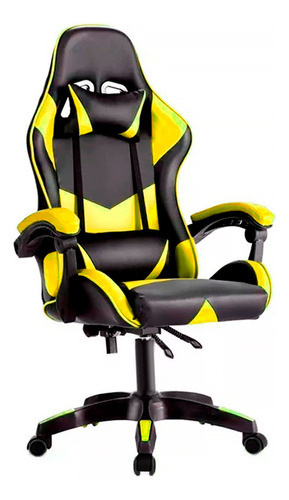 Cadeira Escritório Gamer Cor Amarela Couro Sintético Youtube Cor Amarelo