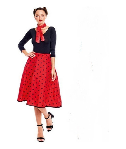 Set Falda Roja Años 50s Talla Unica Adulto