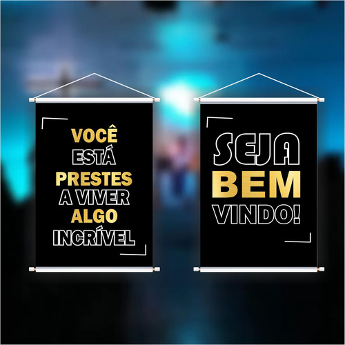 Kit 2 Banner Faixa Placa Viver Algo Incrível Culto Igreja