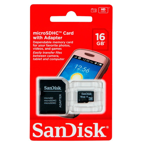 Memoria Micro Sd 16gb Sandisk Con Adaptador Sd Celulares Ce