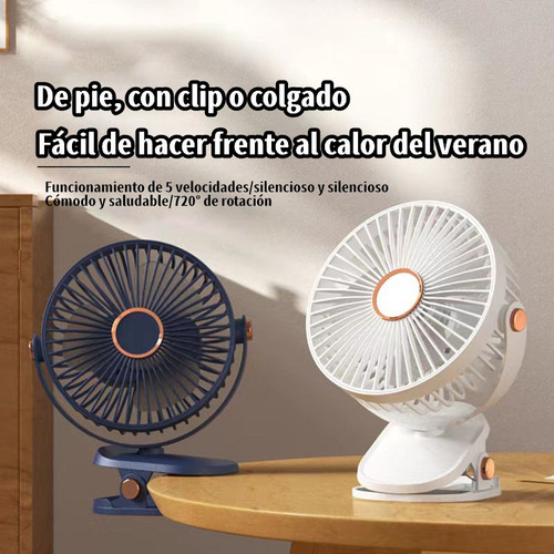 Ventilador Portátil Con Luz Y 5 Velocidades