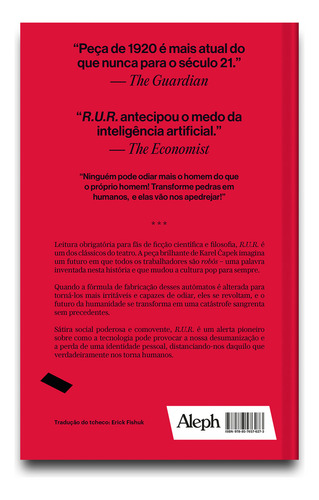 R.u.r: Os Robôs Universais De Rossum, De Karel Apek. Editorial Aleph, Tapa Dura, Edición 1, 2024