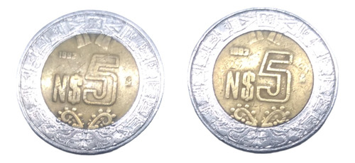 Moneda Bimetalica 5 Nuevos Pesos 1992 Y 1993 Envio $57