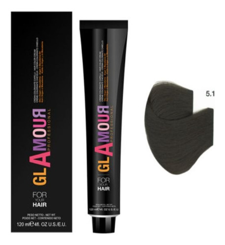 Tinte Glamour 5.1 Castaño Claro Ceniza De 120ml + Agua