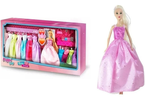 Muñeca Articulada Kiara Princesa + 12 Vestidos Y Accesorios