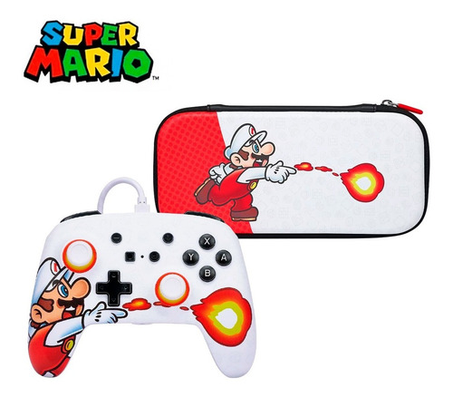 Mando Control Cable Nintendo Switch Super Mario + Funda