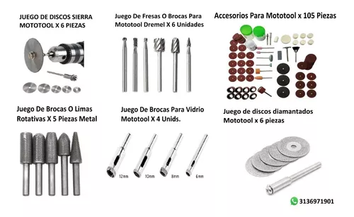 Kit Fresas Para Mototool Dremel - Mini Mandril - 6 Unidades