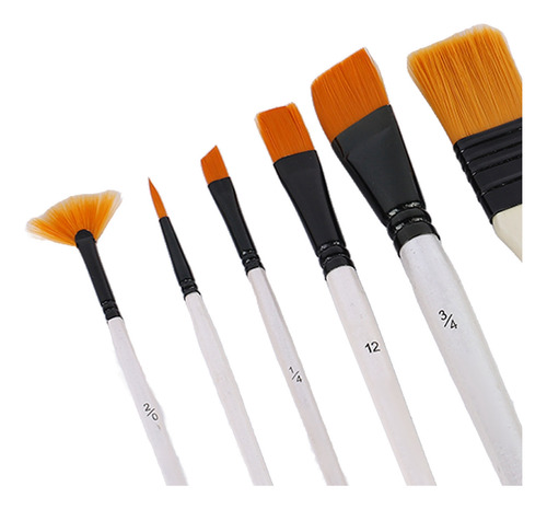 10 Brochas Para Pintura Al Óleo, Varilla Blanca, Lana De Nai