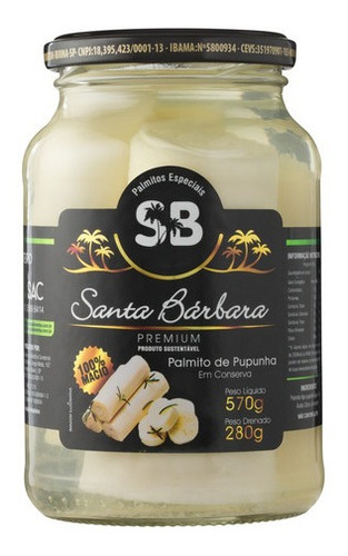 Palmito Pupunha Inteiro Santa Bárbara 570g