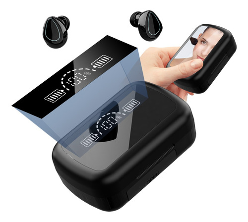 Audífonos In-ear Inalámbricos Bluetooth 5.3 Con Espejo Negro