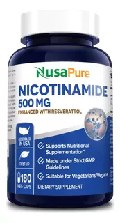 Nicotinamida + Trans Resveratrol Vitamina B3 500mg Capsulas