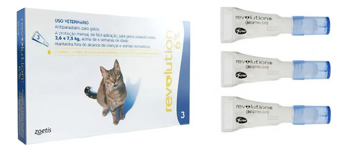 Pipeta antiparasitario para pulgas Zoetis Revolution 6% Pipeta para gato de 2.6kg a 7.5kg