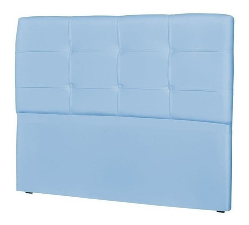  Cabeceira de cama box JS Móveis London casal 140cm x 106cm Couro sintético azul-bebê