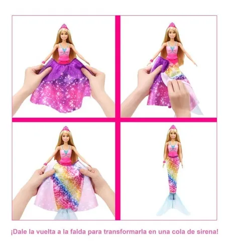Princesa Barbie Dreamtopia 2 En 1 Sirena Mattel