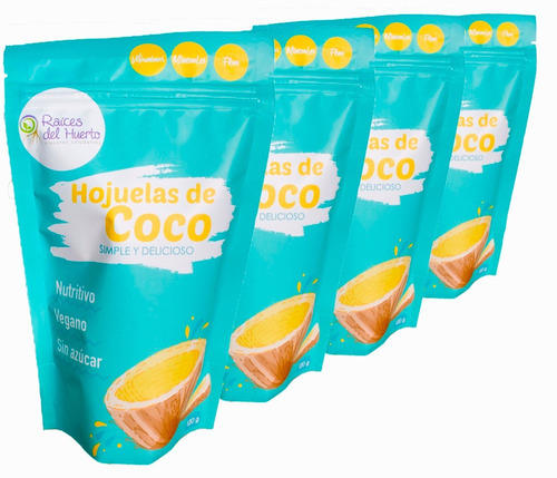 Imagen 1 de 6 de 4 Pack Hojuelas De Coco Sin Azúcar 480g · Coco Chips Vegano