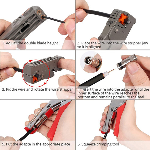 Esynic - Crimpadora De Cable Coaxial Rg59 / Rg6, Herramienta