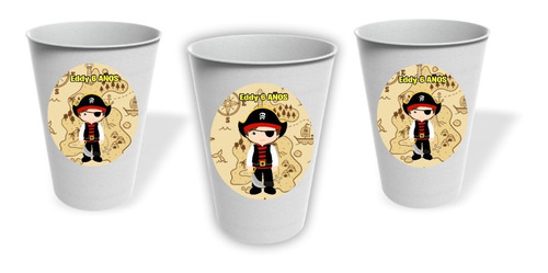 Vasos Piratas Cumpleaños Personalizado Pack X10